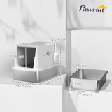 PawHut Extra Large Enclosed Stainless Steel Cat Litter Tray with Scoop and Flip Top Lid – Odour-Resistant Litter Box