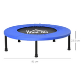 HOMCOM Φ81cm Folding Fitness Trampoline with Padded Edge, 100kg Max Load – Home Cardio Rebounder, Blue and Black