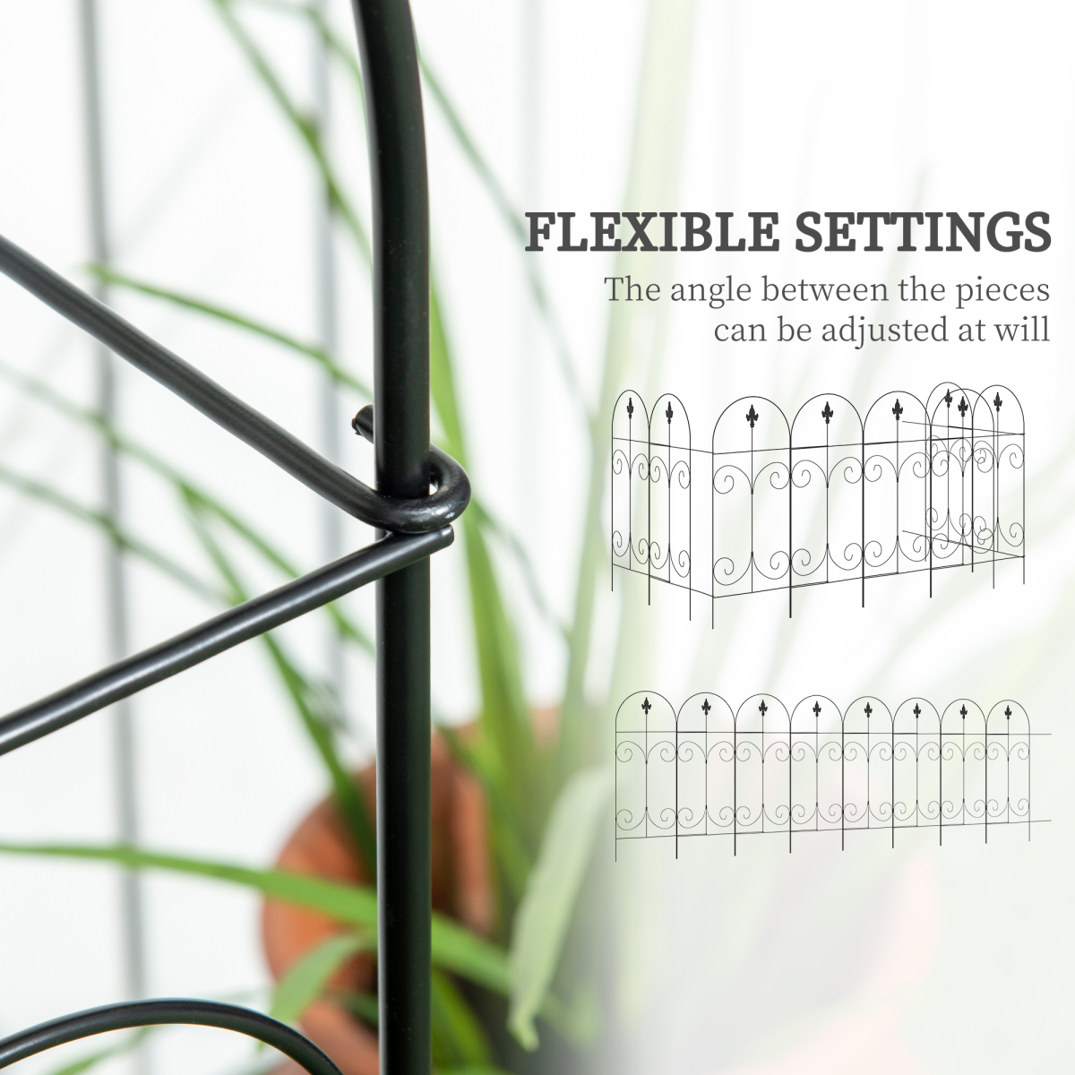 Outsunny 8-Piece Decorative Garden Fence Panels, 3.8m Total Length – Flower Bed Border & Animal Barrier