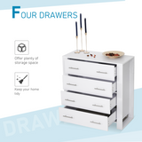 Chest of 4 Drawers with Metal Handles – White Bedroom & Hallway Storage Unit