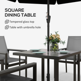 Outsunny 5-Piece Garden Dining Set with Tempered Glass Table and 4 Mesh Chairs – Patio Furniture, Grey