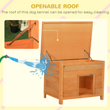 PawHut 82cm Wooden Dog Kennel with Opening Roof – Waterproof Outdoor Garden Shelter for X-Small Dogs