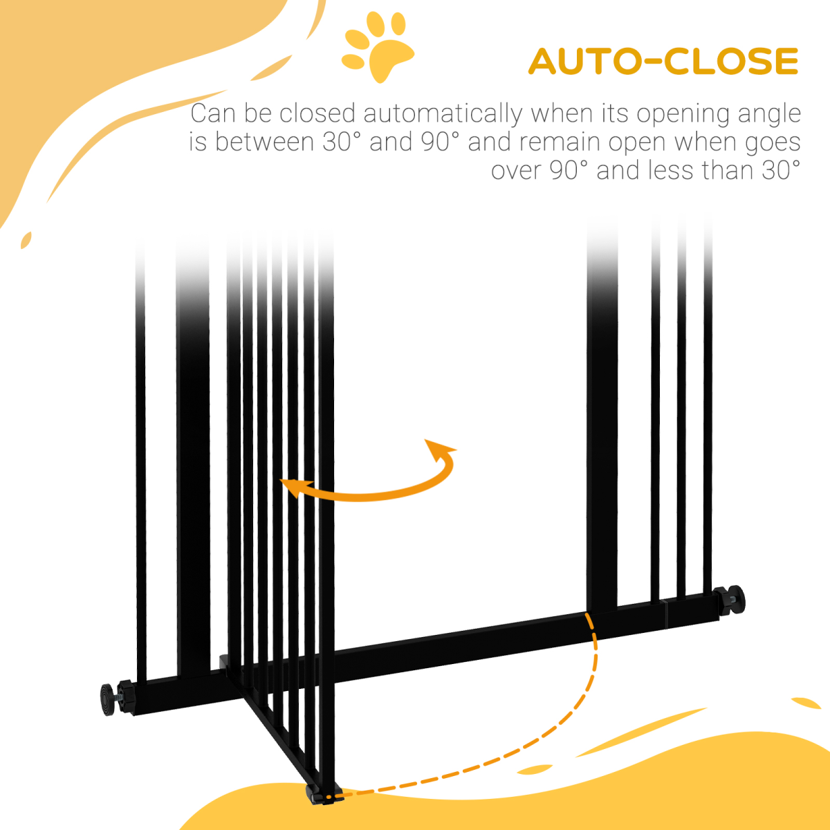 PawHut Adjustable Metal Pet Gate, 74–87cm, with Auto-Close Door & Double Lock – Dog Safety Barrier, Black