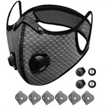 Reusable Half Face Mask with Activated Carbon Filters – Cycling & Outdoor Sports Face Cover, Grey