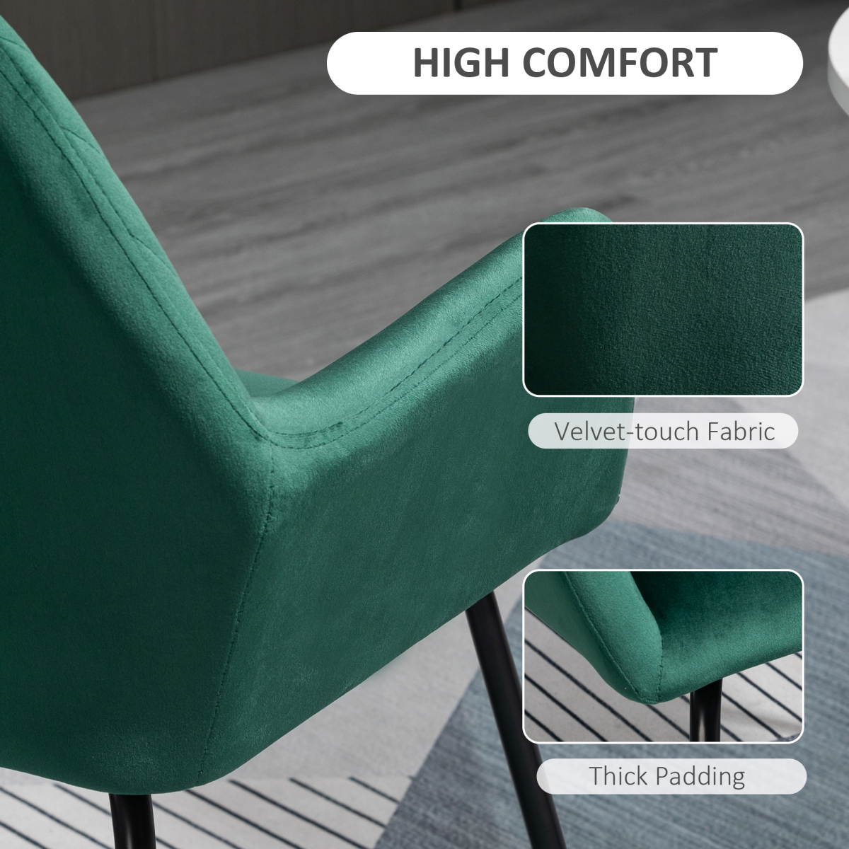 HOMCOM Velvet-Feel Accent Chair with Metal Base, Green