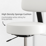 HOMCOM Adjustable Swivel Salon Chair with Padded Seat & 5 Wheels – Height 43–55cm, White