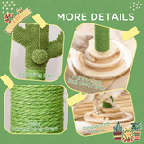 Pawhut Cactus Cat Tree with Sisal Scratching Post, Hanging Ball and Roller Platform – Compact Plush Activity Toy