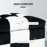 HOMCOM Velvet Button-Tufted Storage Ottoman Footstool Box, 114 x 47 x 47cm – Colour Block Bench