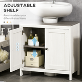 Kleankin Freestanding Under-Sink Bathroom Cabinet with Double Doors & Adjustable Shelf – White