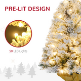 HOMCOM 3ft Artificial Christmas Tree with 50 Warm White LEDs and Concrete Base – Tabletop Festive Decor, Green