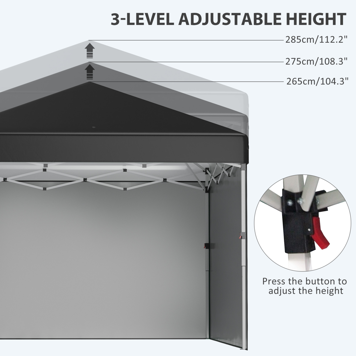 Outsunny 3x3m Pop-Up Gazebo Party Tent with 3 Sidewalls & Weight Bags, Steel Frame – Outdoor Shelter, Black