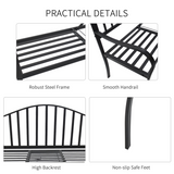 Outsunny Metal 2-Seater Garden Bench with Lift-Up Middle Table – Slatted Patio Seating for Park and Garden