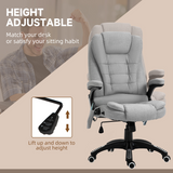 Executive Reclining Office Chair with Heated Massage, Padded Headrest – Height Adjustable Swivel Chair, Grey