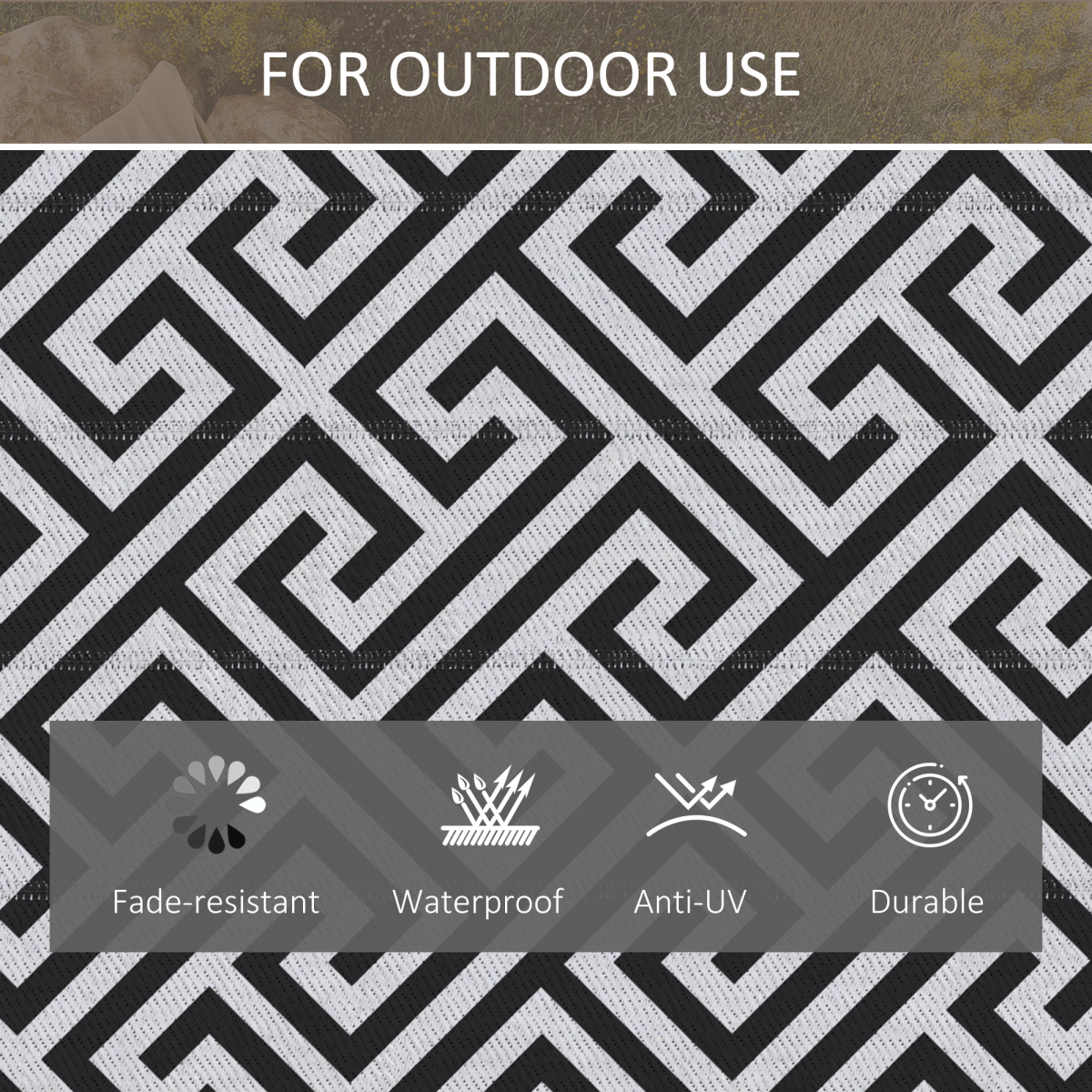 Outsunny Reversible Outdoor Straw Rug, 121 x 182cm