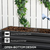 Outsunny 2 Tier Galvanised Steel Raised Garden Bed Planter Box – Open-Bottom Planter for Herbs & Flowers, Dark Grey
