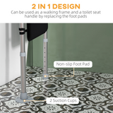 HOMCOM Adjustable Toilet Safety Frame with Padded Arms, Paper Holder and Side Pocket – Aluminium Bathroom Aid