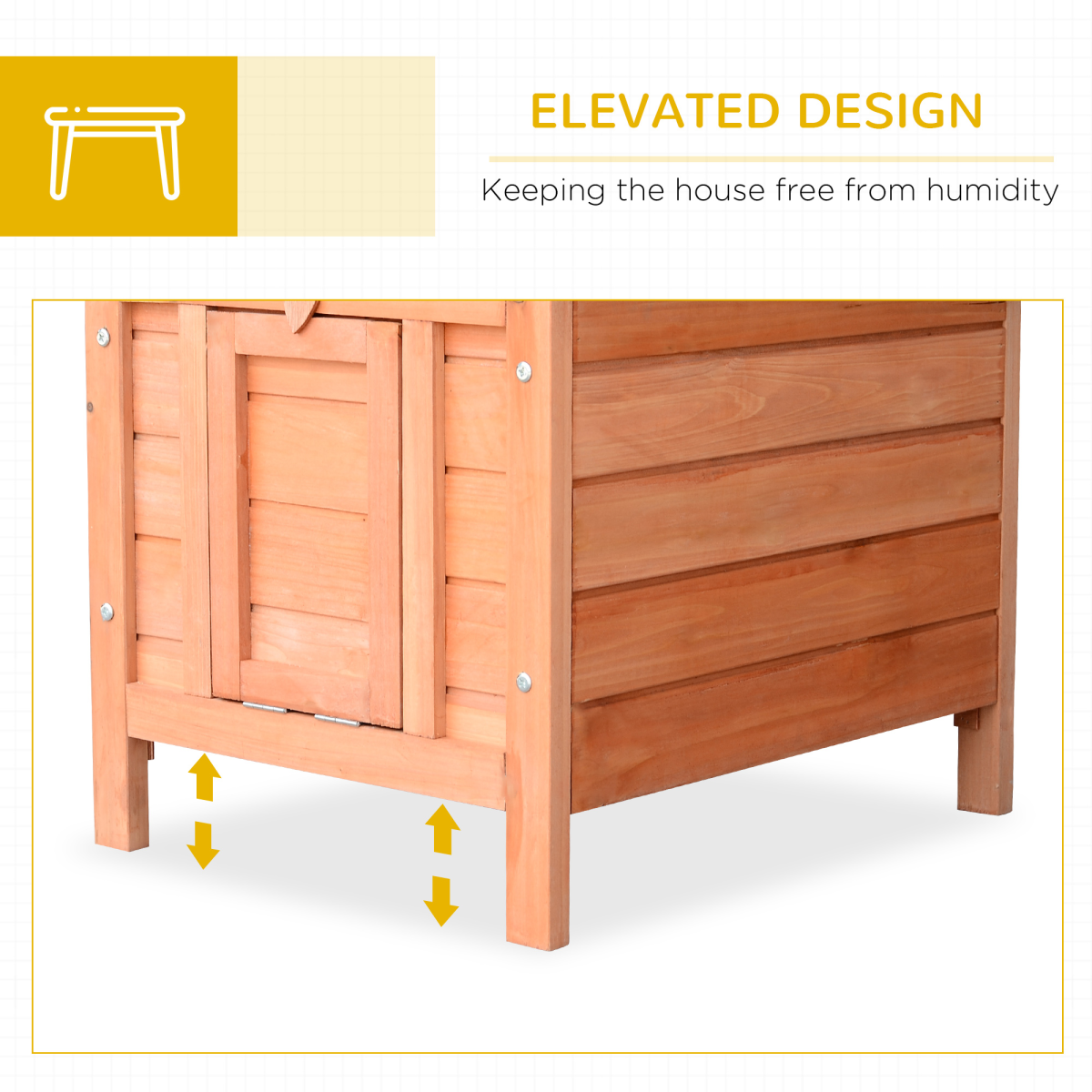 Pawhut Wooden Rabbit Hutch with Drawbridge Ramp, Roof Hatch and Heart-Shaped Lock – Small Animal House