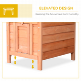 Pawhut Wooden Rabbit Hutch with Drawbridge Ramp, Roof Hatch and Heart-Shaped Lock – Small Animal House