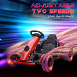 HOMCOM 24V Electric Go Kart for Kids with Music, Horn & Slow Start – Drifting Ride-On, Red