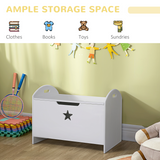 HOMCOM Kids Wooden Toy Box with Side Handles and Easy-Lift Lid – Children's Storage Organiser, White