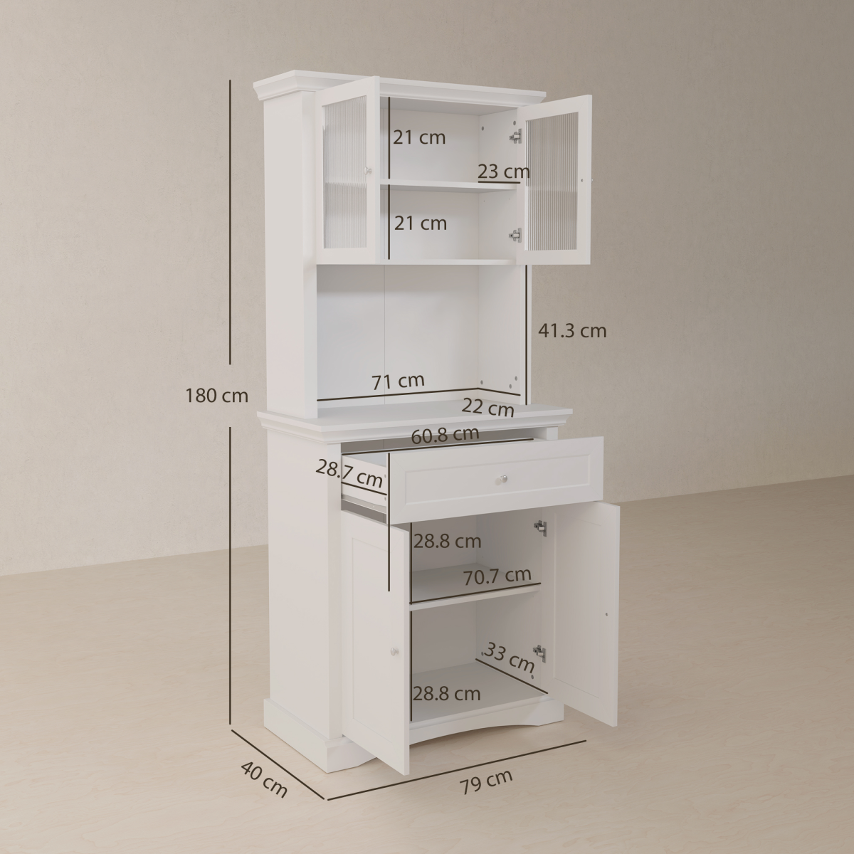 HOMCOM Kitchen Cupboard Storage Cabinet with Drawer, Doors & Adjustable Shelves – White