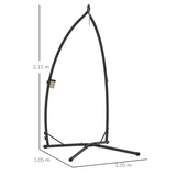 Outsunny Hammock Chair Stand, Steel Frame with Cup Holder – Heavy-Duty Garden Stand Only, Black