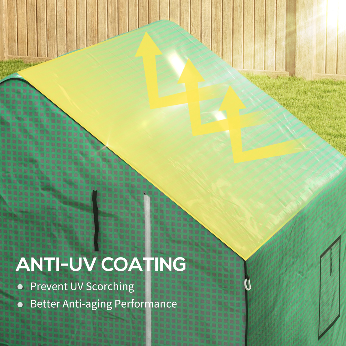 Outsunny Walk-in Greenhouse Replacement Cover with Roll-up Door & Mesh Windows – PE Cover Only, Green