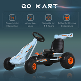 Kids Pedal Go Kart with Gear Shift, Hand Brake and Adjustable Seat – Ride-On Racer, Blue