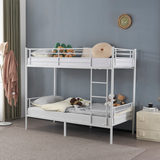 Twin Over Twin Metal Bunk Bed with Ladder, Full-Length Guard Rail & Under-Bed Storage – White