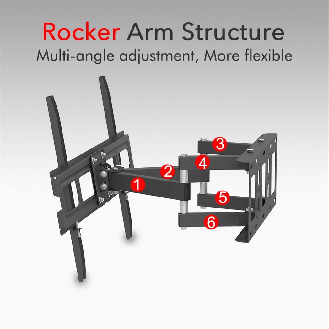 LEADZM TMDS-101 Double Pendulum TV Wall Mount for 32-70 Inch TVs with Tilt – 50kg Capacity, Black