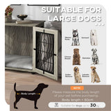 Dog Crate Furniture Side Table with Cushion & Lockable Door – For Large Dogs up to 30kg, Grey Wood Effect