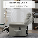 HOMCOM Power Lift Recliner Chair with Side Pocket and Handset Control – Easy-Clean Grey PU Leather