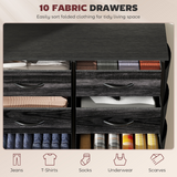 4-Drawer Fabric Chest of Drawers with Steel Frame, Side Pockets & Hooks – Bedroom Storage, Beige & White