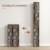 HOMCOM Set of 2 CD & Media Tower Racks with Adjustable Shelves – DVD & Games Storage, Rustic Brown