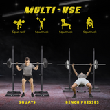 HOMCOM Adjustable Barbell Squat Stand with 12 Height Levels & Non-Slip Feet – Home Gym Weight Rack, 150kg Capacity