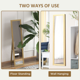 HOMCOM Farmhouse Full Length Mirror – Wall Hanging or Freestanding Dressing Mirror, Wood Effect Frame