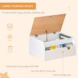 HOMCOM Wooden Kids Toy Box with Book Slot and Gas Hinge Lid – Children's Storage Chest, White
