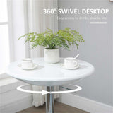 Height Adjustable Bar Table with 360° Swivel Top, 80kg Capacity, 76–97cm – Pneumatic Coffee Table, White