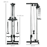 SPORTNOW Wall Mount Cable Station with 15-Position Adjustable Dual Pulleys – Home Gym Cable Machine, Black