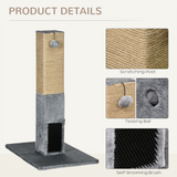 Pawhut 79cm Cat Scratching Post with Dangling Toy & Hidden Bell Toy – Cat Tree Activity Centre, Grey