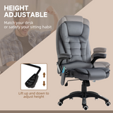 Executive Reclining Office Chair with Heated Massage, Padded Headrest & Swivel Base – Home Office, Grey