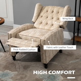 HOMCOM Marble-Effect Manual Reclining Armchair with Footrest & Decorative Studs – Living Room Recliner, Beige