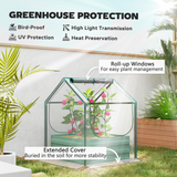 Outsunny Raised Garden Bed Planter with Clear Greenhouse Cover & 2 Roll-Up Windows – Clear & Green