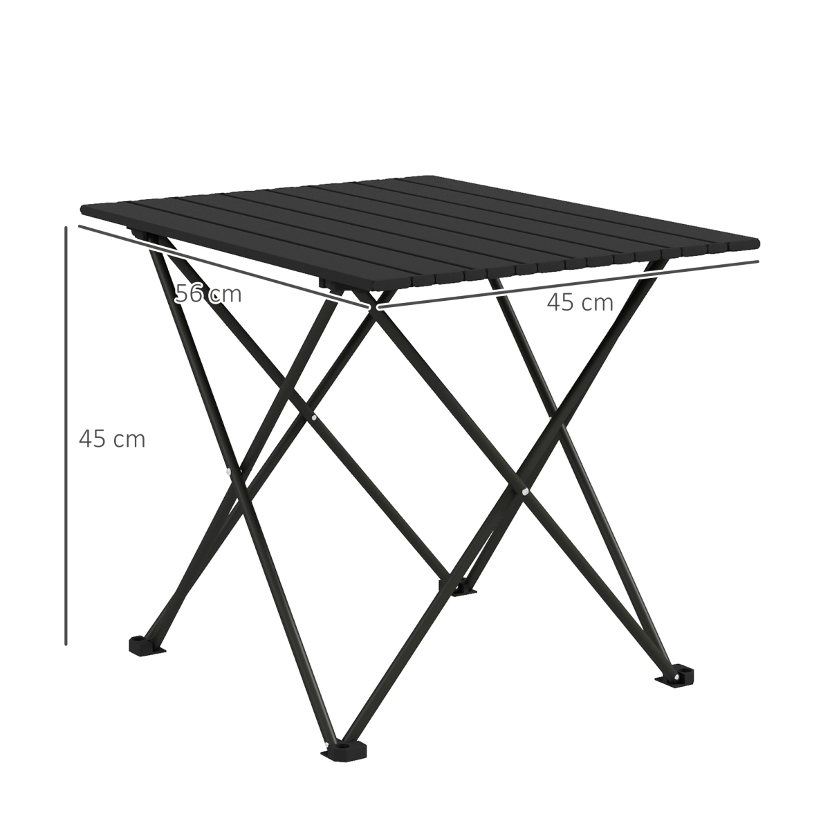Outsunny Folding Camping Table with Carry Bag & Metal Frame – Portable Outdoor Picnic Table, Black
