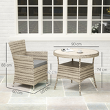 Outsunny 5-Piece Rattan Dining Set for 4 with Cushioned High-Back Chairs & Two-Tier Table – Patio, Grey