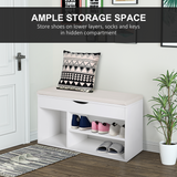 HOMCOM Wooden Shoe Cabinet Bench with Hidden Storage & Padded Seat, White