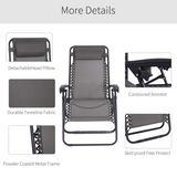 Outsunny Zero Gravity Garden Lounger with Padded Headrest – Folding Steel Frame Reclining Sun Chair