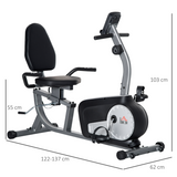 HOMCOM Semi-Recumbent Exercise Bike with LCD Display & Quiet 8-Level Magnetic Resistance – Adjustable Seat, Grey