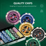 SPORTNOW 500-Piece Poker Chip Set with Mat, Aluminium Case & Two Card Decks – Game Night Kit for up to 10 Players