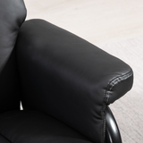 Swivel Recliner Chair with Footstool, 135° Manual Recline & Thick Foam Padding – PU Leather Armchair, Black